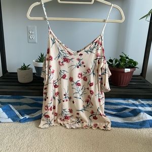 American Eagle Cold Shoulder Flowered Shirt